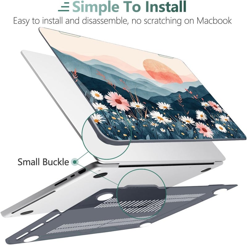 DONGKE Case for M5 MacBook Pro 14 inch 2025 2024-2021 M4 M3 M2 M1, Plastic Hard Shell Cover Compatible with A3434 A3112 A3401 A3185 A2992 A2779 A2442, Retina XDR Display & Touch ID, Sun & Daisies - Image 4